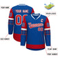 Custom Royal Red-White Personalized Raglan Sleeves V-Neck Hockey Jersey Limited