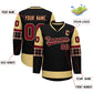 Custom Black Khaki-Crimson Personalized Raglan Sleeves V-Neck Hockey Jersey Limited