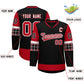 Custom Black Red-White Personalized Raglan Sleeves V-Neck Hockey Jersey Limited