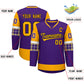 Custom Purple Yellow-White Personalized Raglan Sleeves V-Neck Hockey Jersey Limited