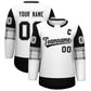 Custom White Black Personalized Raglan Sleeves Round-Neck Hockey Jersey