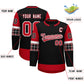 Custom Black Red Personalized Raglan Sleeves Round-Neck Hockey Jersey Limited