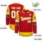 Custom Red Gold Personalized Raglan Sleeves Round-Neck Hockey Jersey Limited