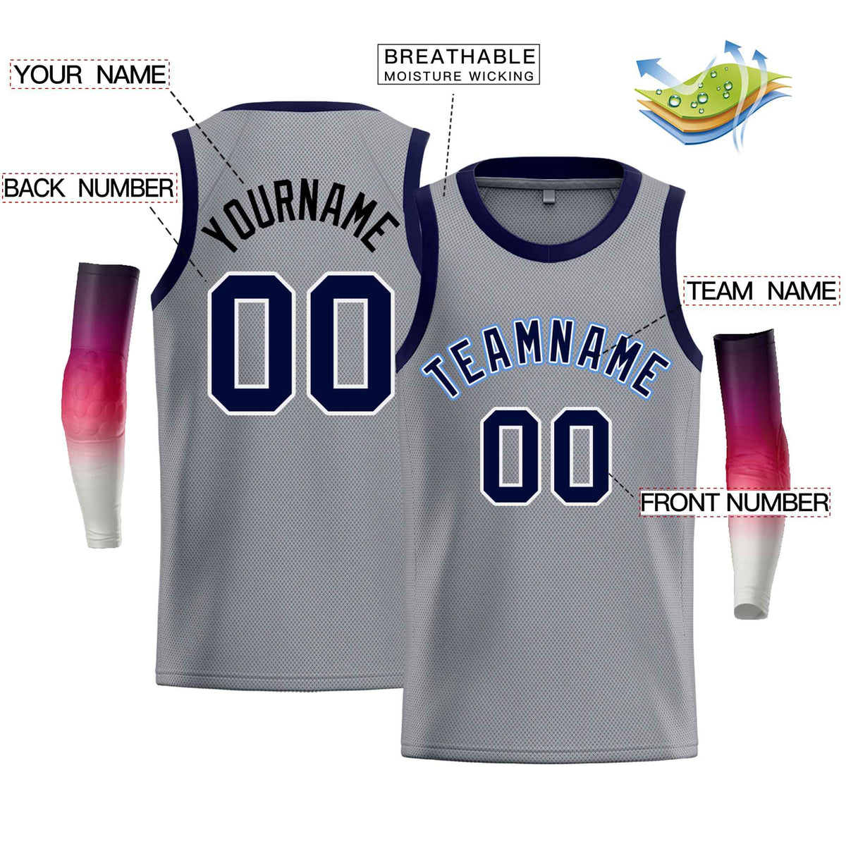 Custom Gray Light Blue-White Classic Tops Men Casual Bull Basketball Jersey Limited