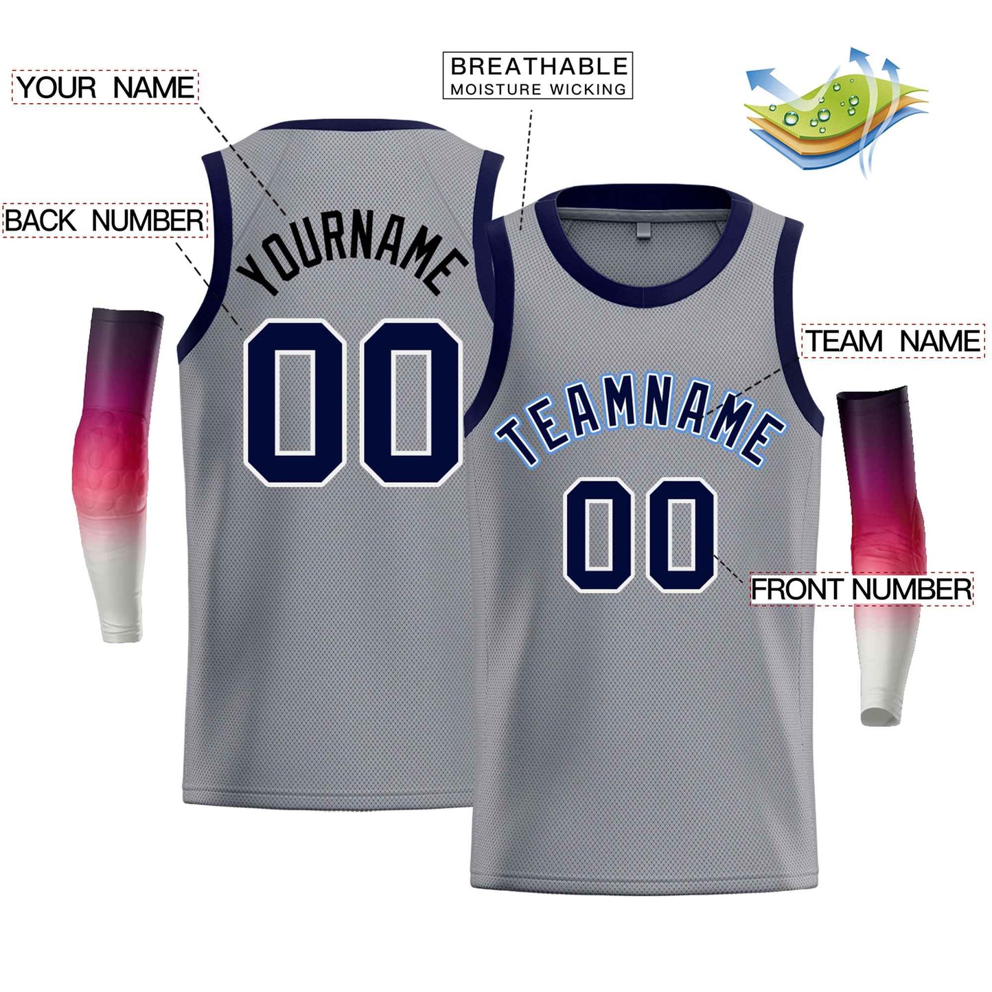 Custom Gray Light Blue-White Classic Tops Men Casual Bull Basketball Jersey Limited
