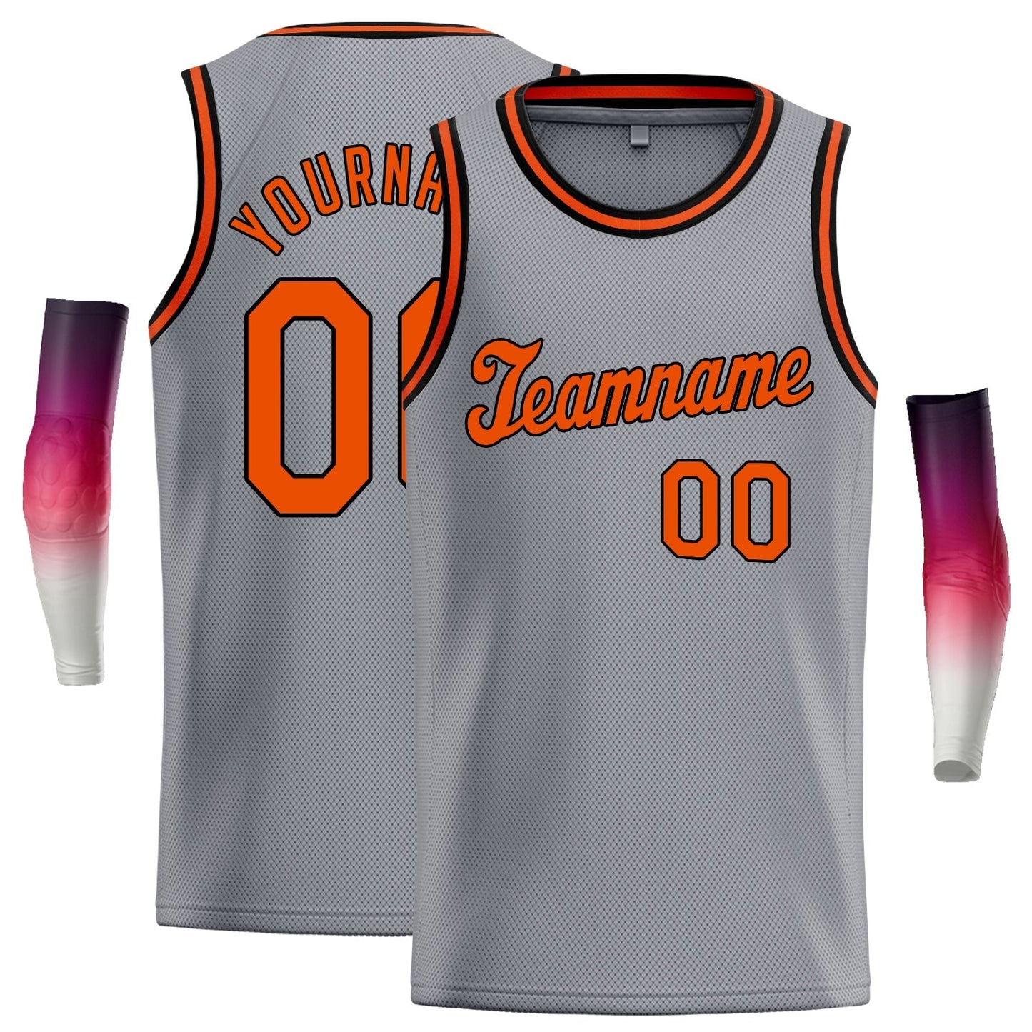 Custom Gray Orange-Black Classic Tops Tank Top Basketball Jersey