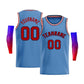 Custom Light Blue Navy-Red Classic Tops Men Casual Bull Basketball Jersey
