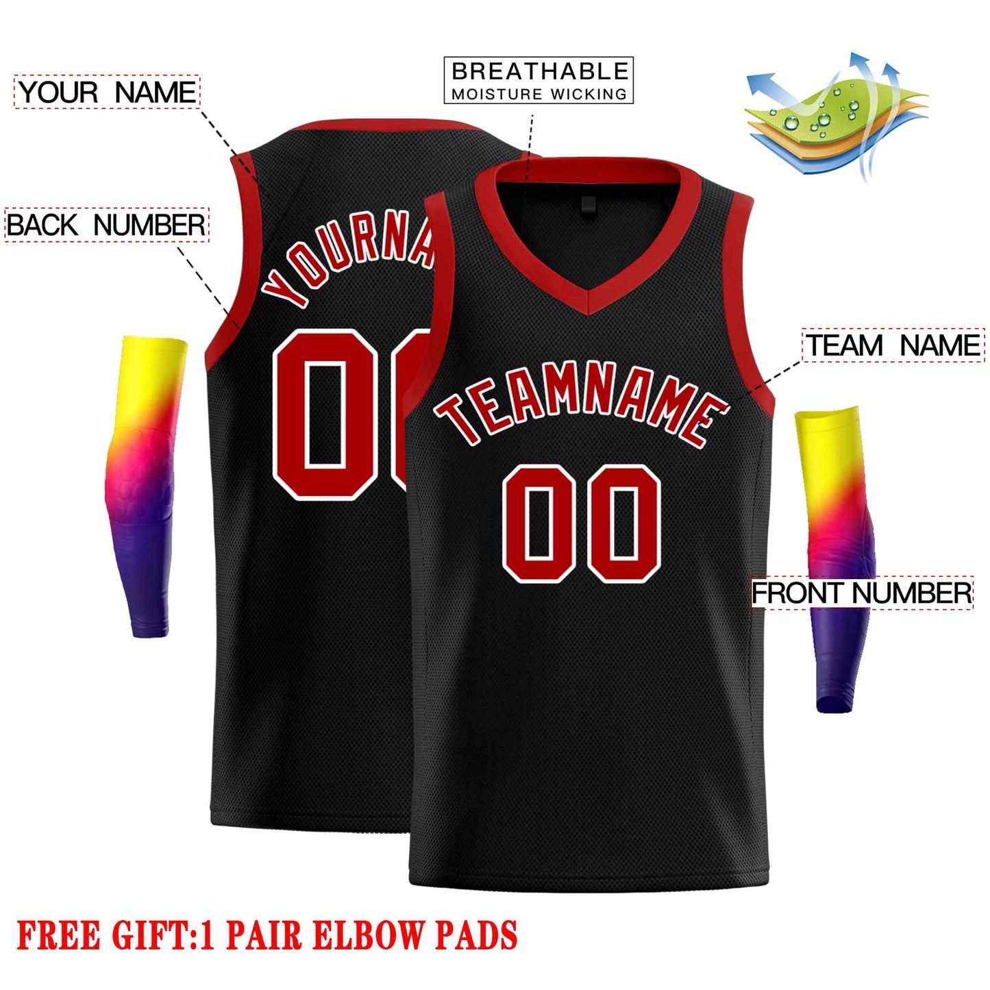 Custom Black White-Red Classic Tops Men Casual Basketball Jersey Limited