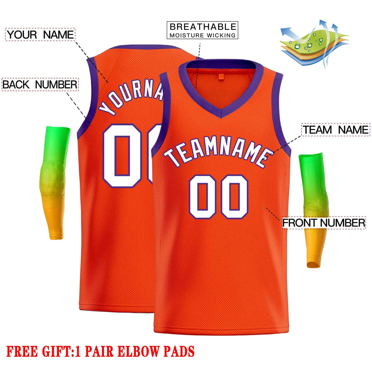 Custom Orange Purple-Classic Tops Men Casual Basketball Jersey Limited