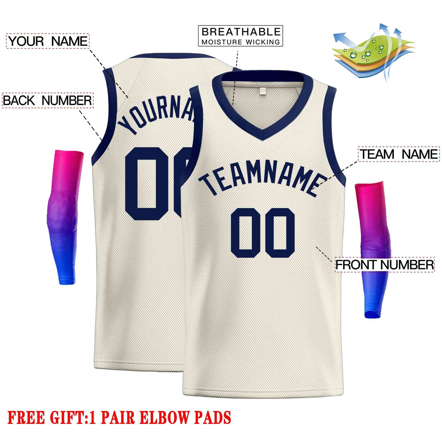 Custom Cream Navv-Classic Tops Men Casual Basketball Jersey Limited