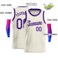 Custom Cream Purple Classic Tops Athletic Casual Basketball Jersey Limited
