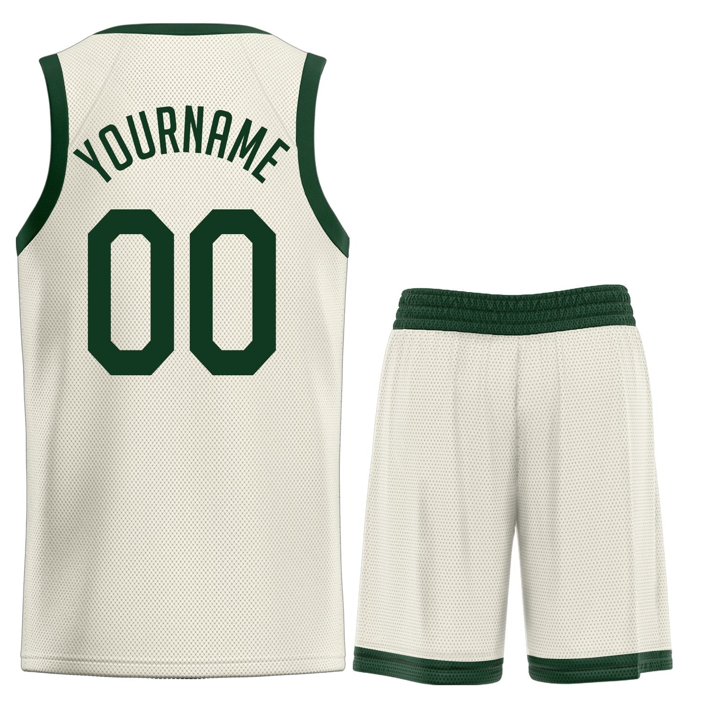 Custom Cream Green Classic Tops Men/Boy Basketball Jersey Limited