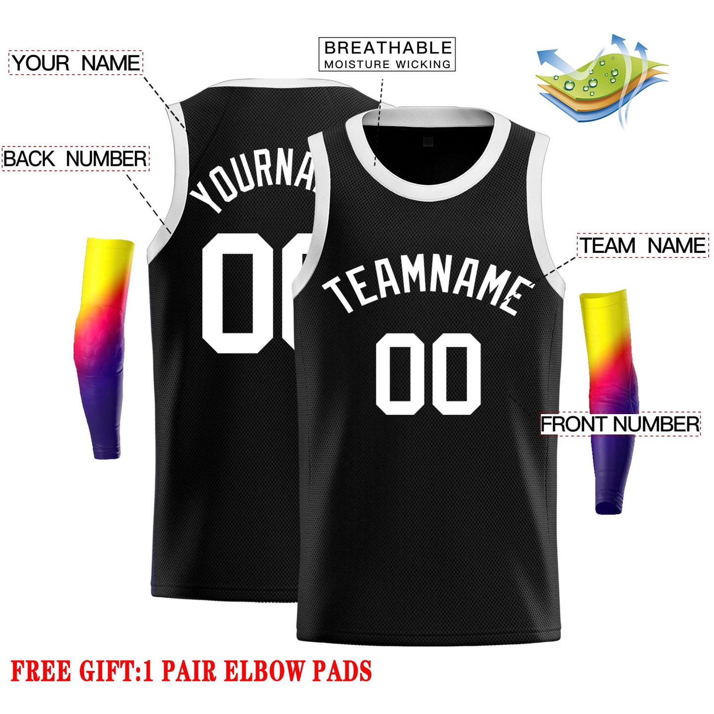 Custom Black White Classic Tops Casual Basketball Jersey Limited