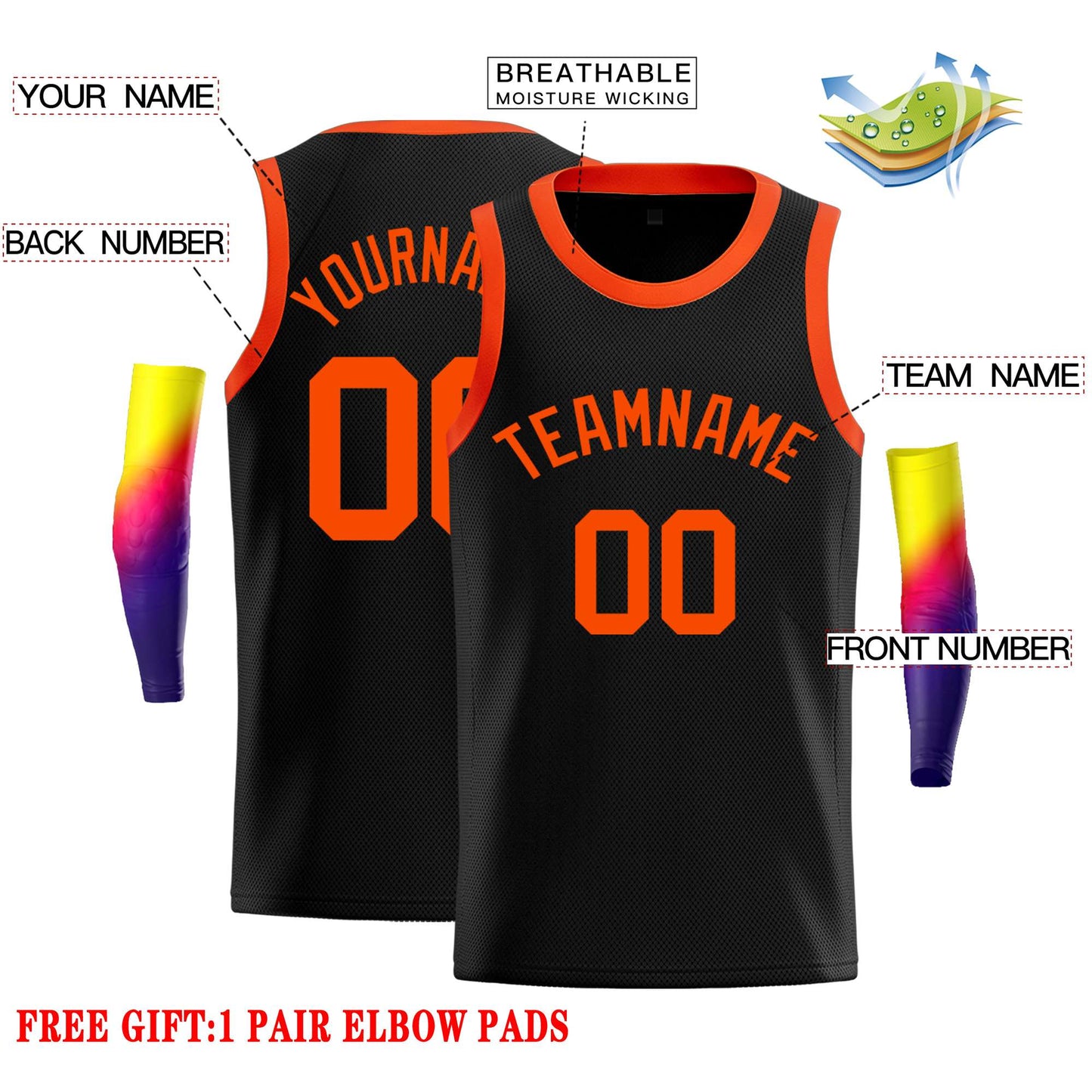 Custom Black Orange Classic Tops Casual Basketball Jersey Limited