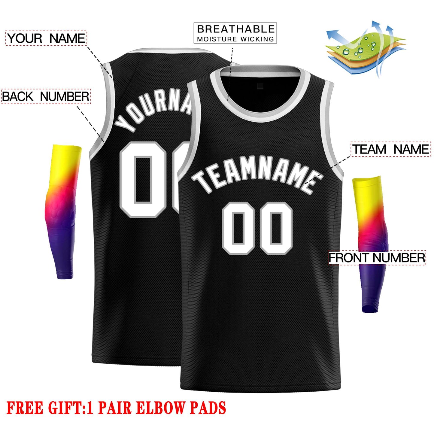 Custom Black White-Gray Classic Tops Casual Basketball Jersey Limited