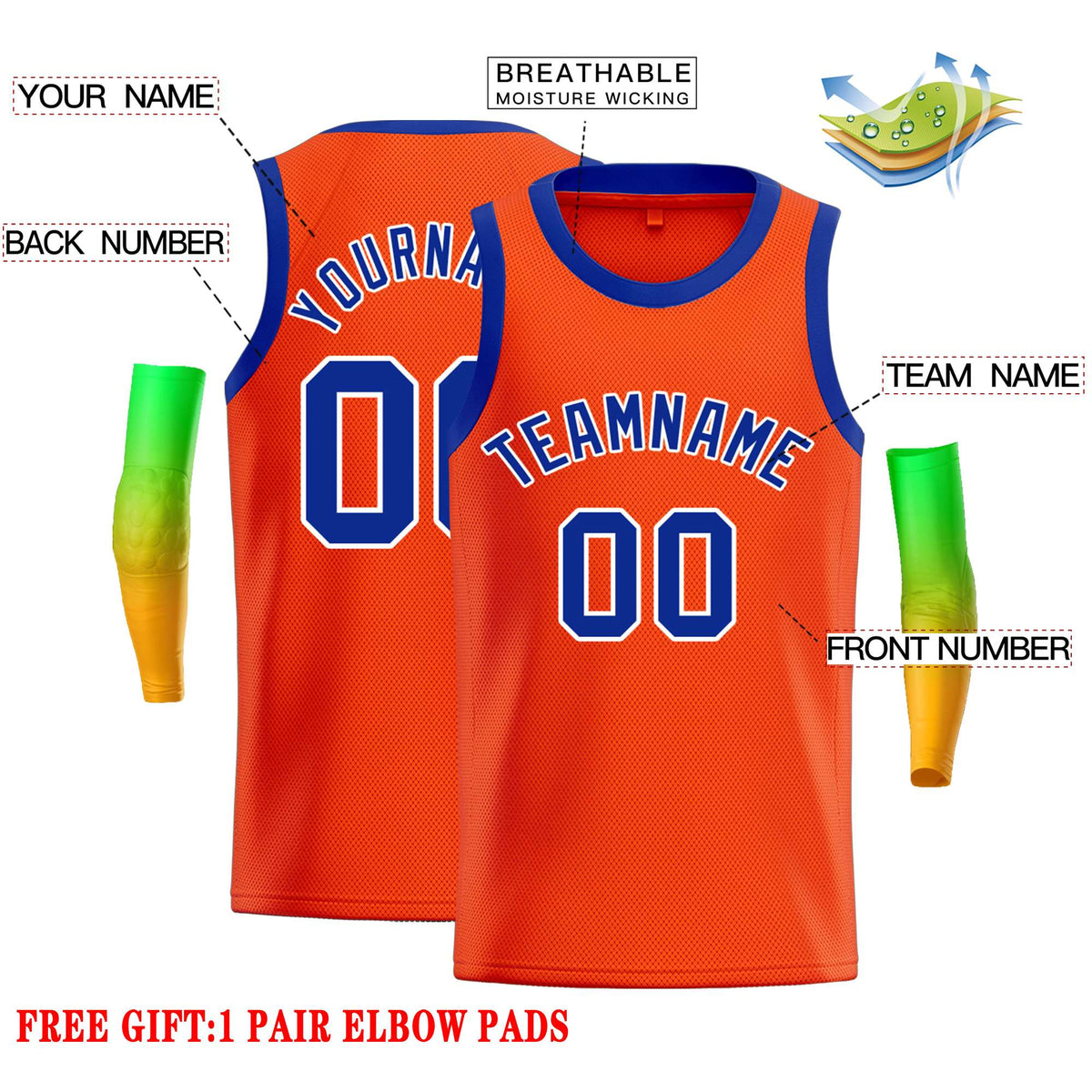 Custom Orange Royal-White Classic Tops Casual Basketball Jersey Limited