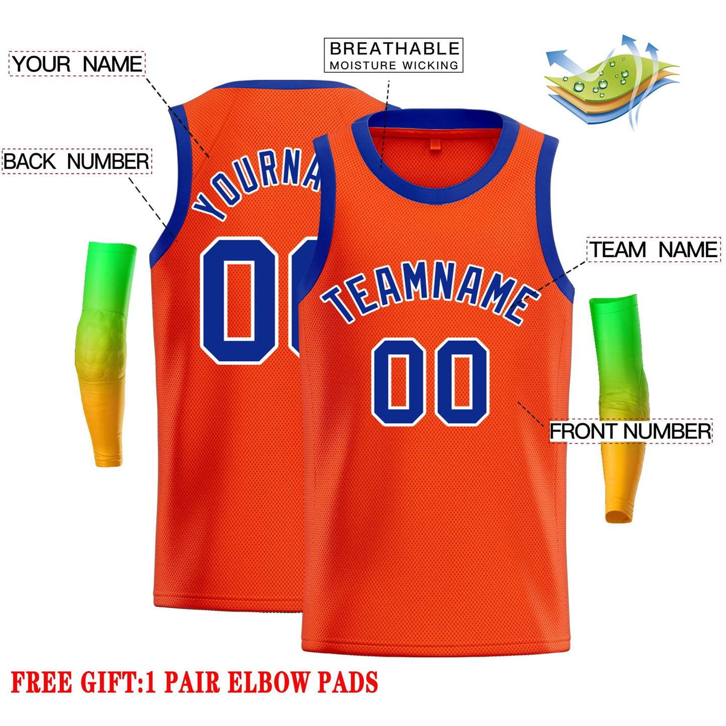 Custom Orange Royal-White Classic Tops Casual Basketball Jersey Limited