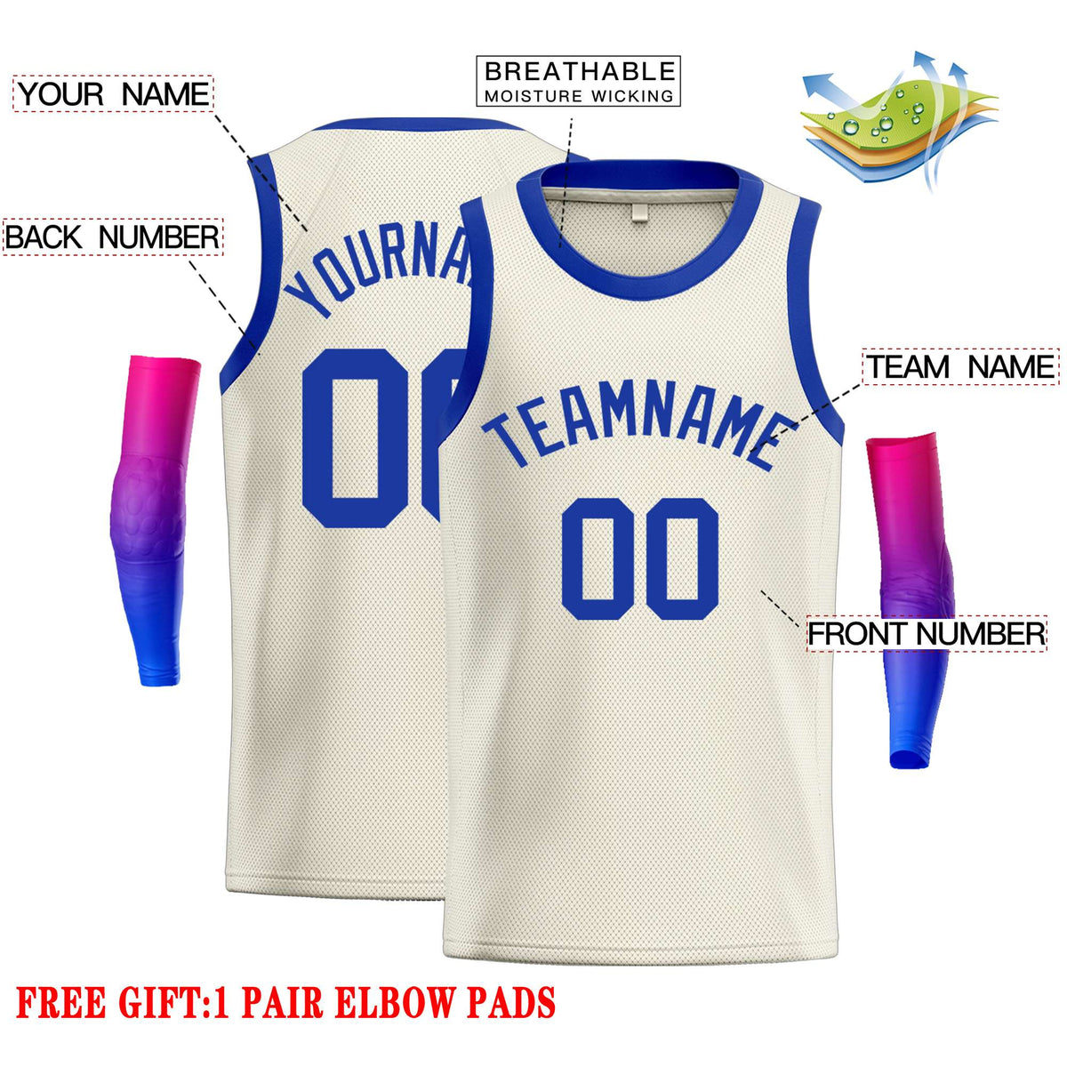 Custom Cream Royal Classic Tops Casual Basketball Jersey Limited