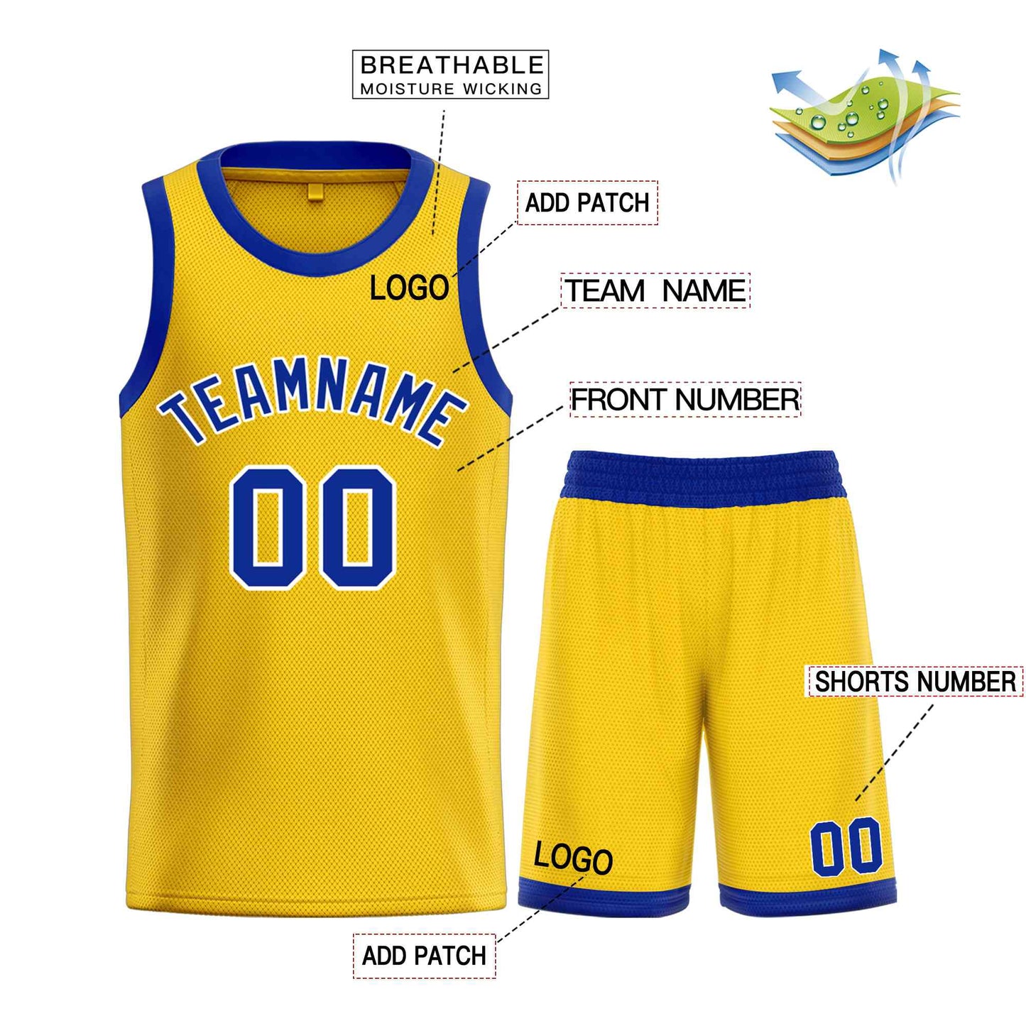 Custom Yellow Royal Bull Classic Sets Basketball Jersey Limited