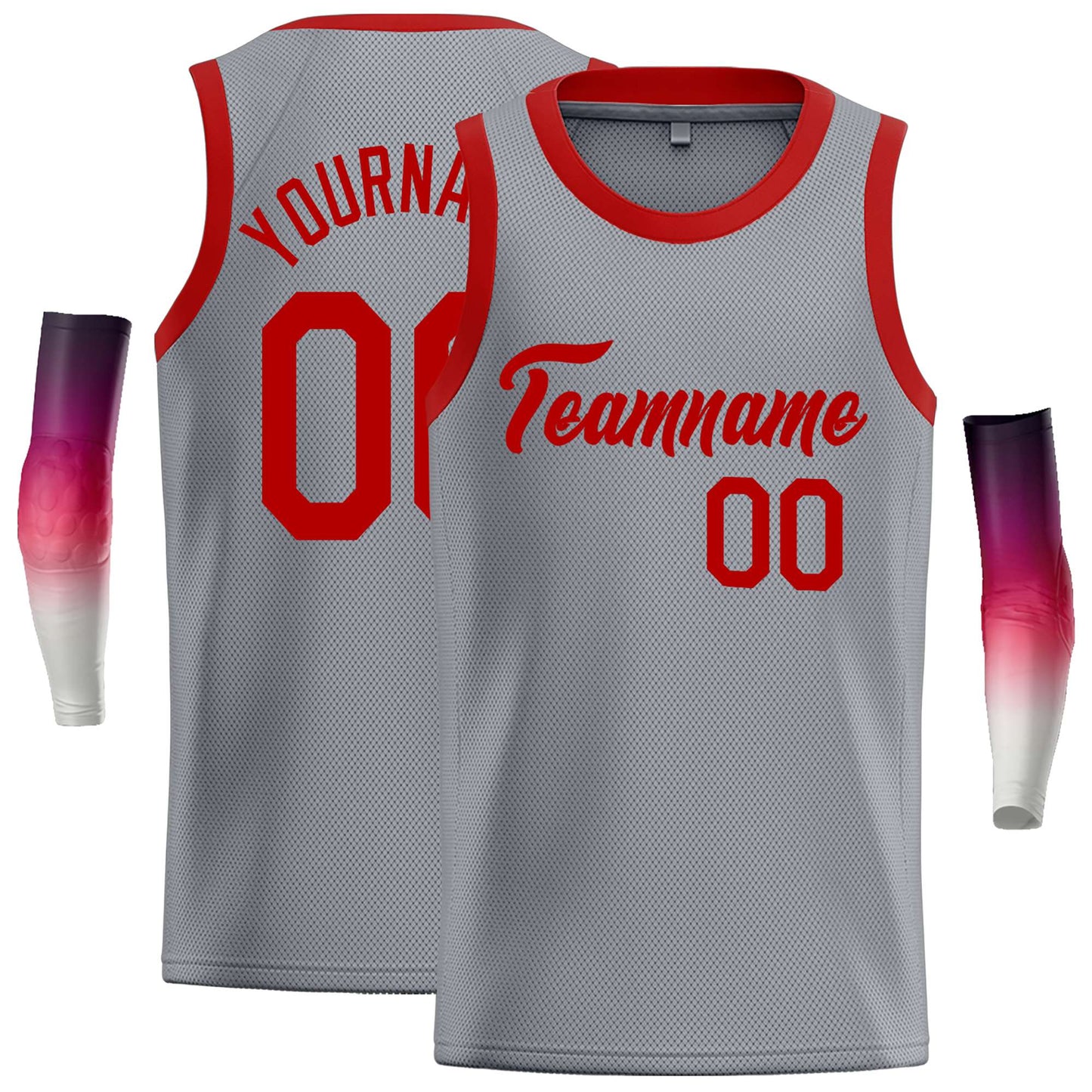 Custom Dark Gray Red Classic Tops Casual Basketball Jersey