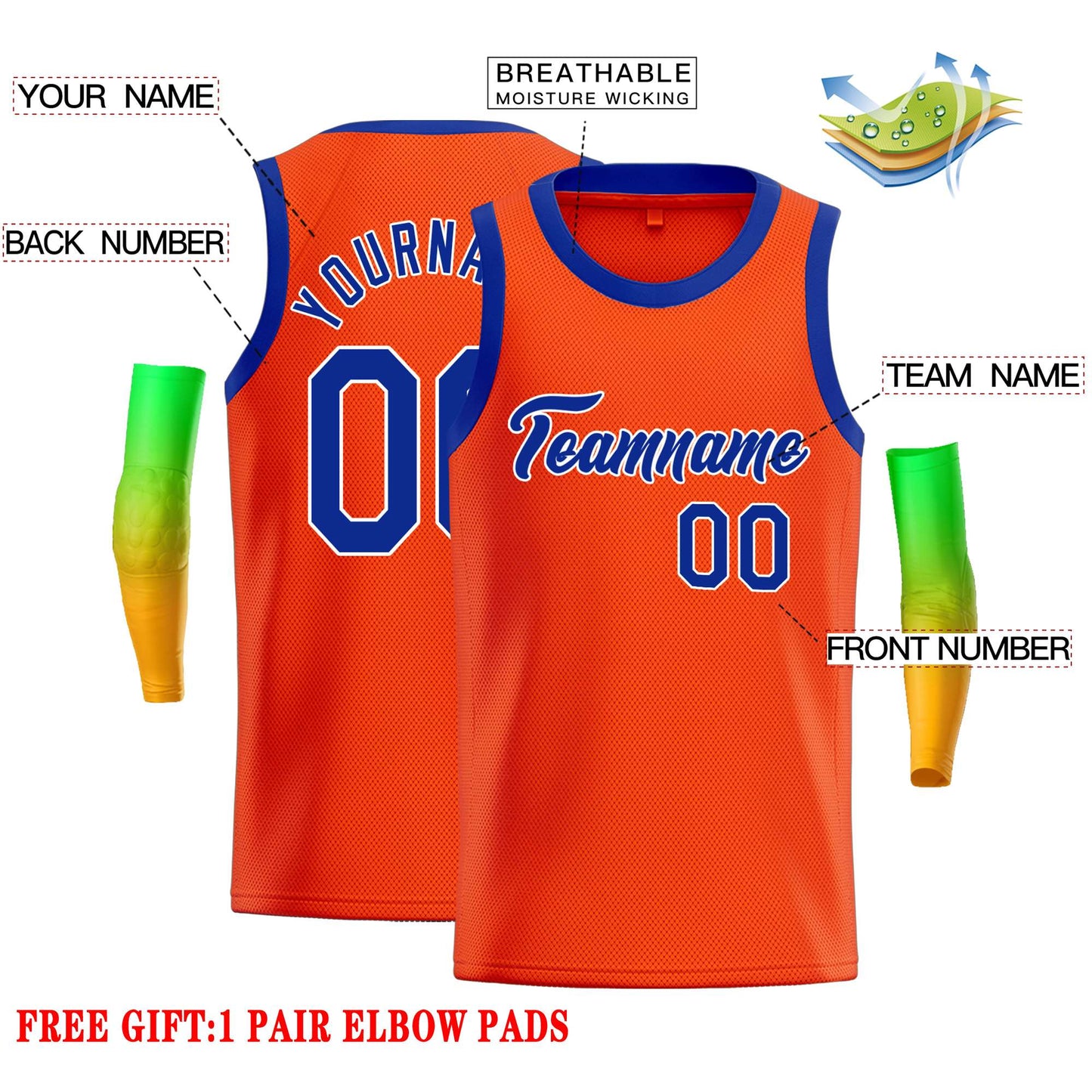 Custom Orange Royal-White Classic Tops Casual Basketball Jersey Limited