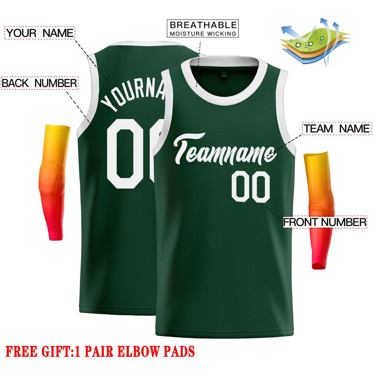 Custom Green White Classic Tops Casual Basketball Jersey Limited