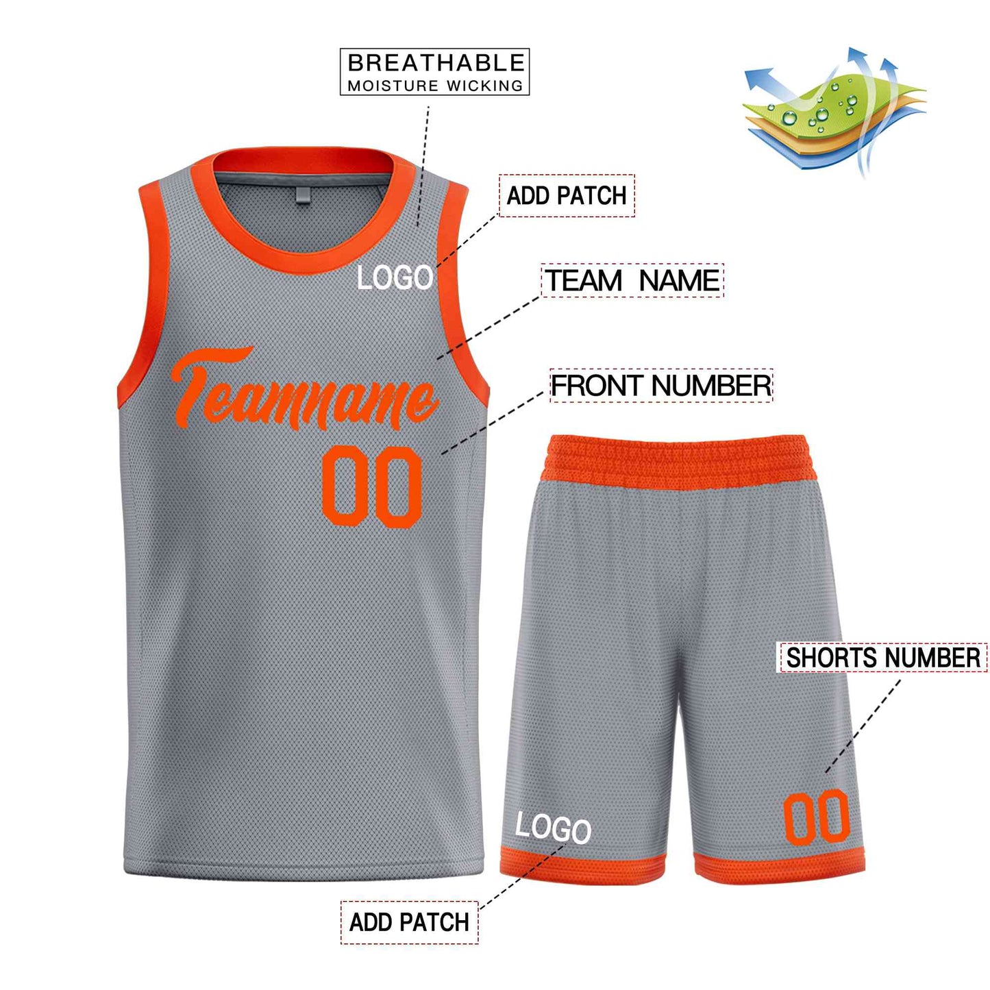 Custom Dark Gray Orange Heal Sports Uniform Classic Sets Basketball Jersey Limited
