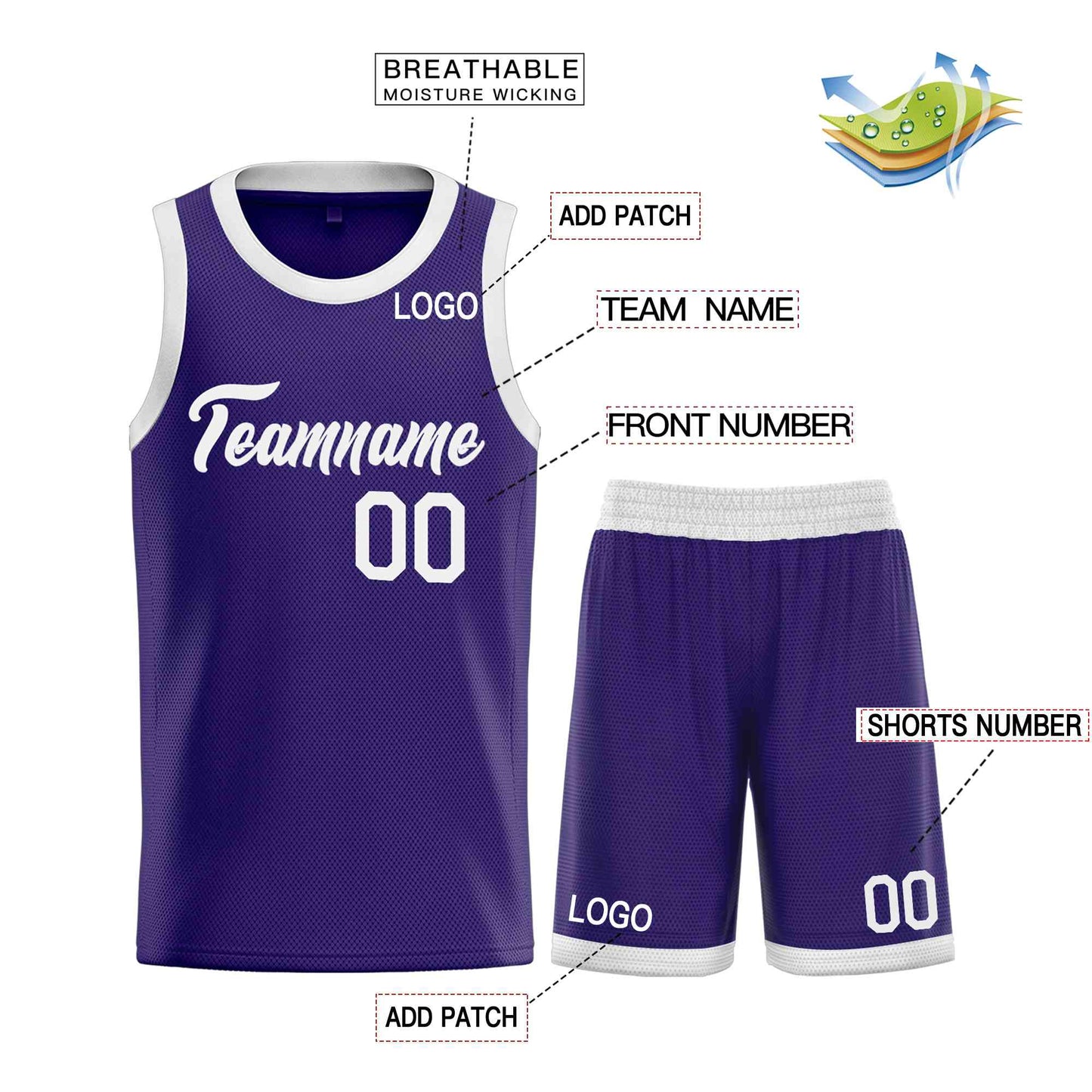 Custom Purple White Heal Sports Uniform Classic Sets Basketball Jersey Limited