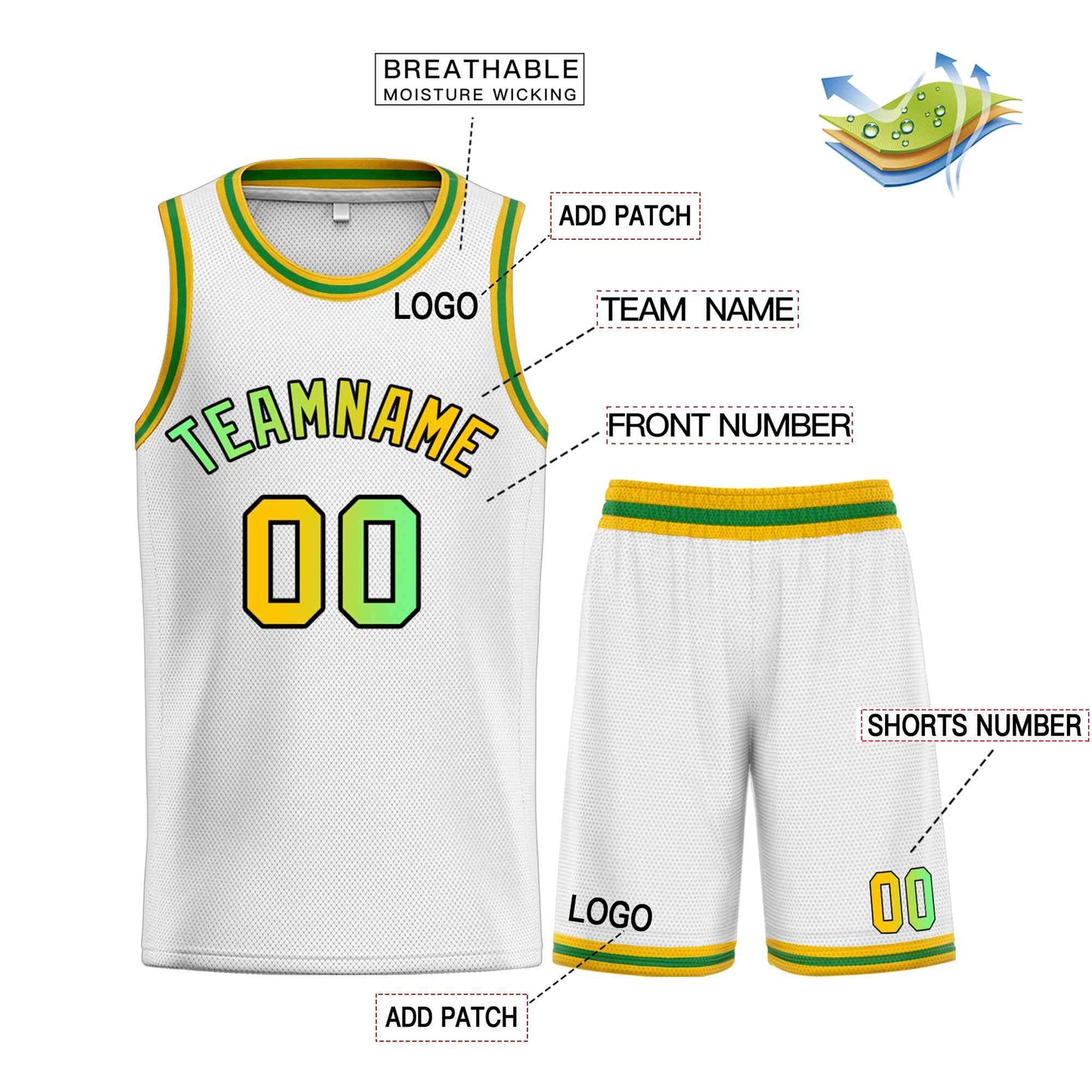 Custom White Yellow-Black Classic Sets Curved Basketball Jersey Limited