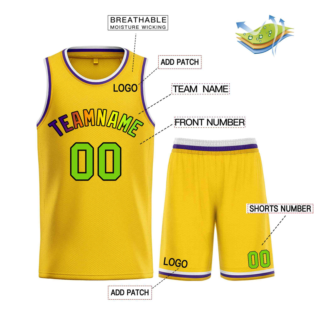 Custom Yellow Purple-Black Bull Classic Sets Basketball Jersey Limited