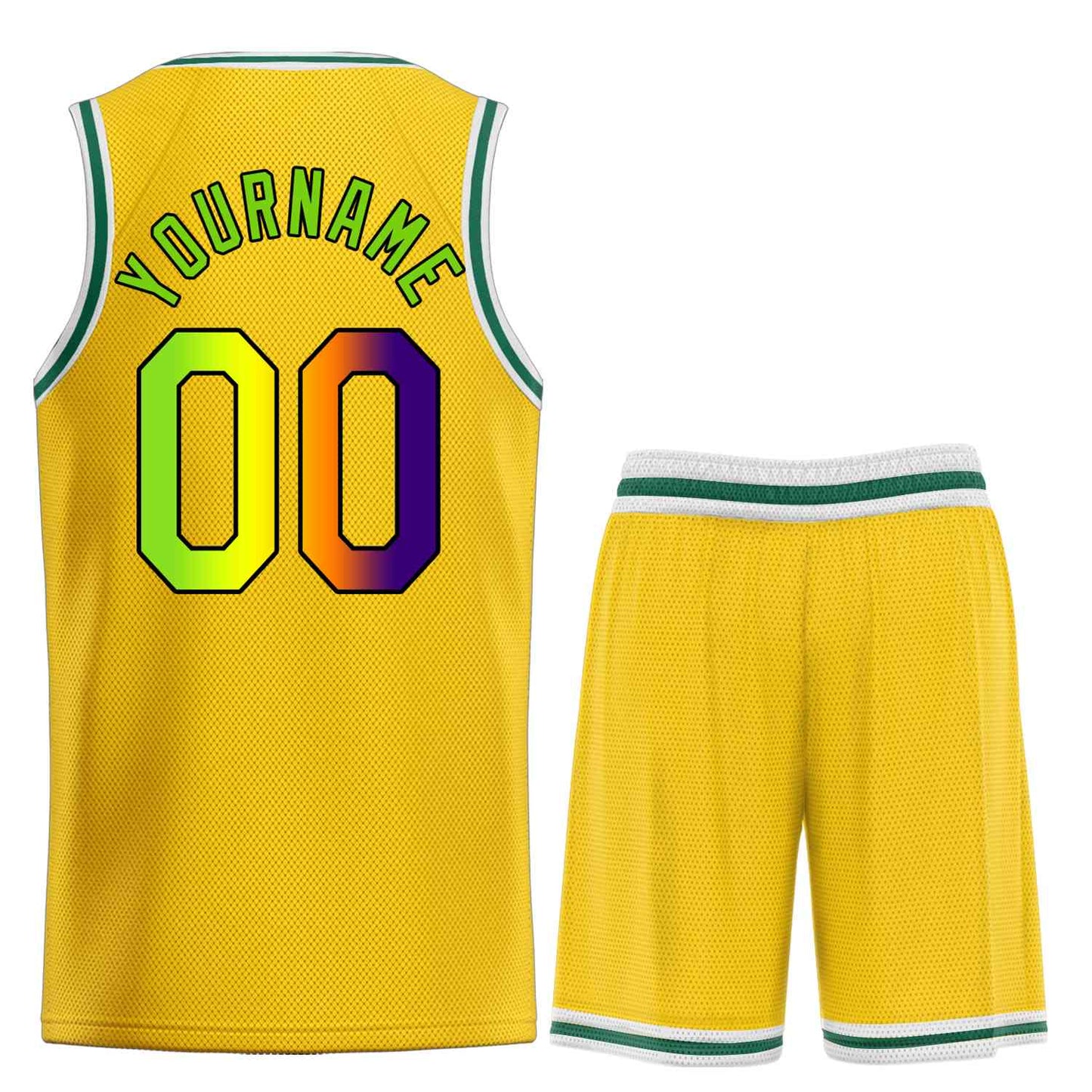 Custom Yellow Green-Black Heal Sports Uniform Classic Sets Basketball Jersey Limited
