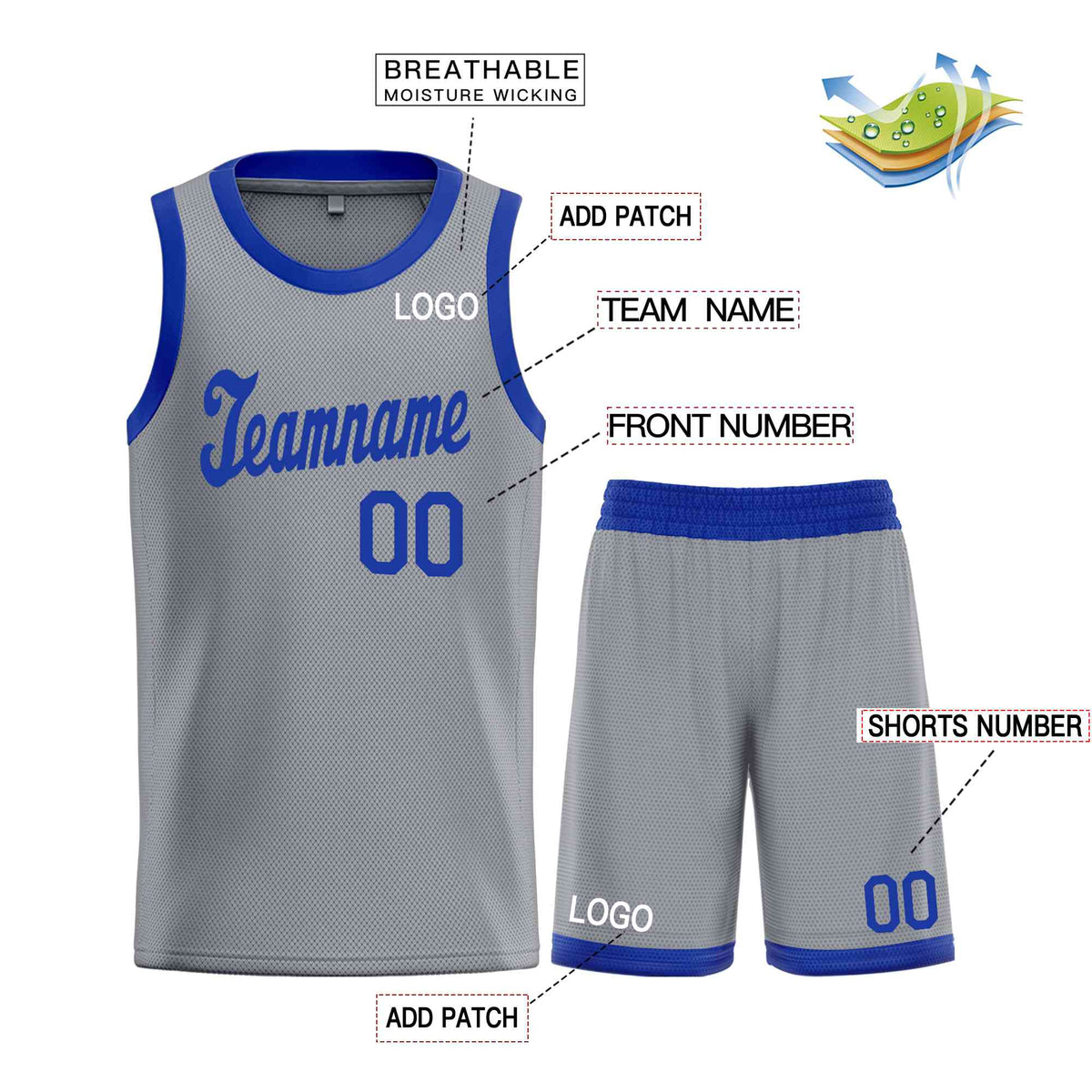 Custom Dark Gray Royal Classic Sets Sports Uniform Basketball Jersey Limited
