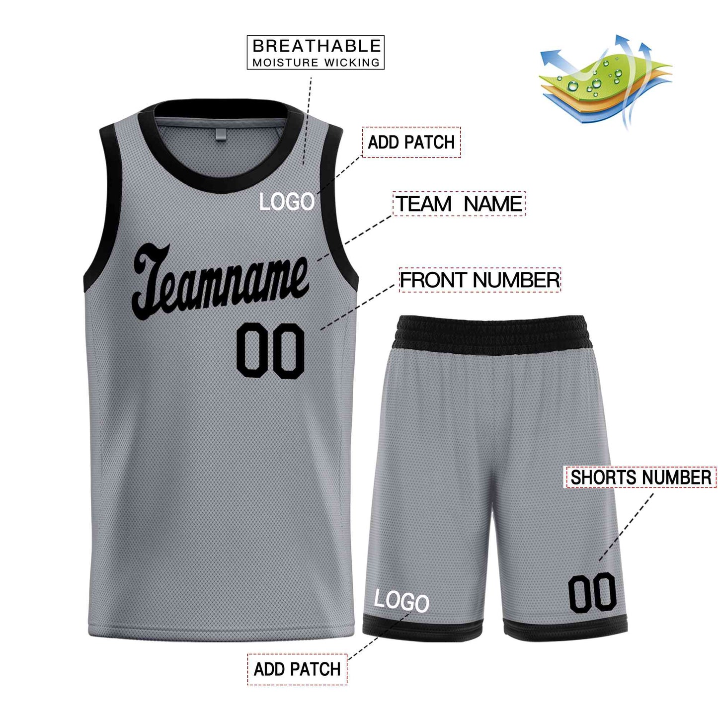 Custom Dark Gray Black Classic Sets Sports Uniform Basketball Jersey Limited