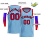 Custom Light Blue Navy-Red Classic Tops Men Casual Bull Basketball Jersey Limited