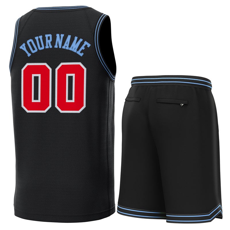 Custom Black Lt Blue-Black Classic Sets Basketball Jersey Limited