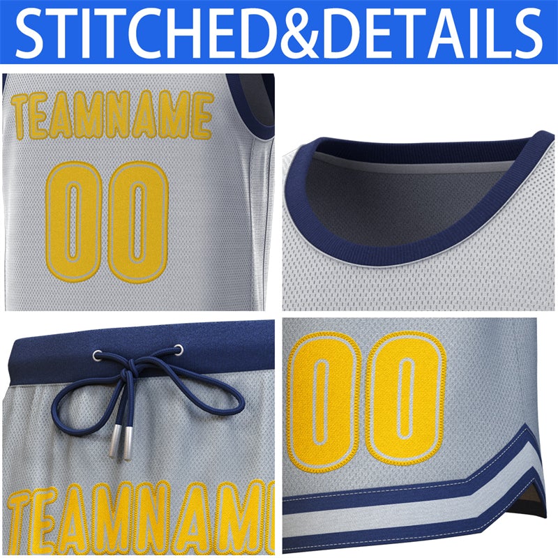 Custom Gray Navy Classic Sets Basketball Jersey Limited