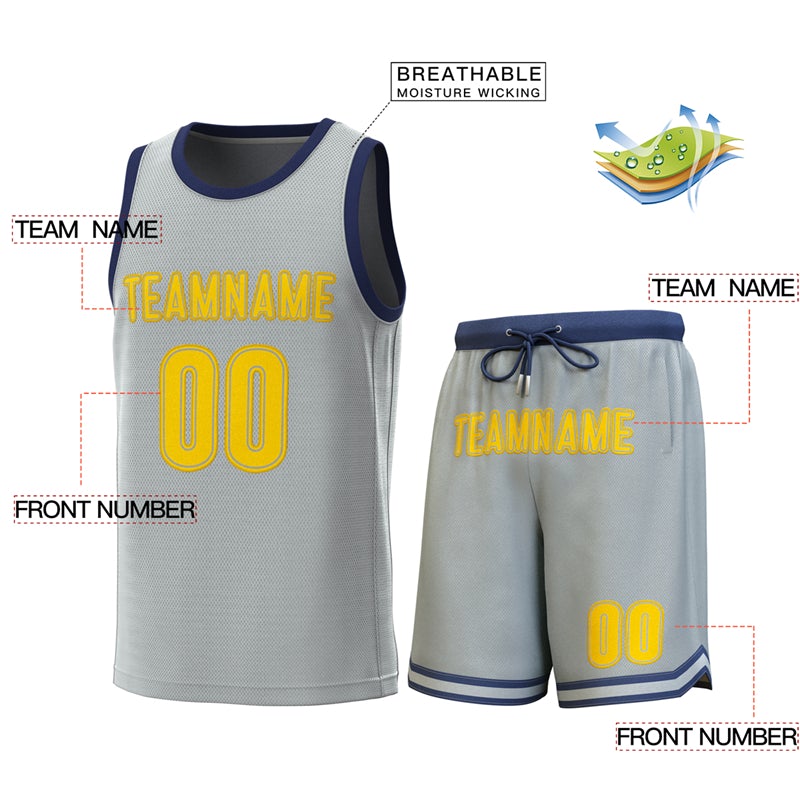 Custom Gray Navy Classic Sets Basketball Jersey Limited