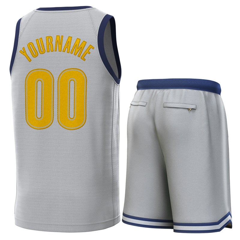 Custom Gray Navy Classic Sets Basketball Jersey Limited