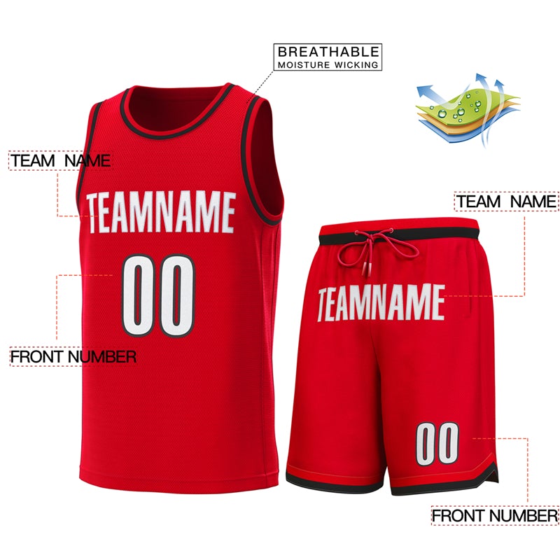 Custom Red Red-Black Classic Sets Basketball Jersey Limited