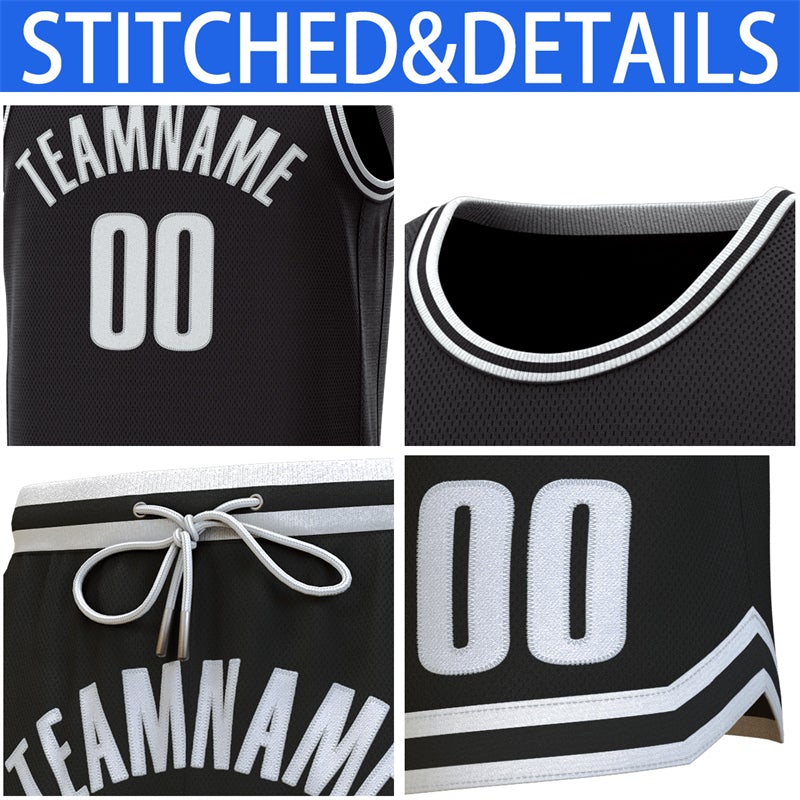 Custom Black White-BlackClassic Sets Basketball Jersey Limited