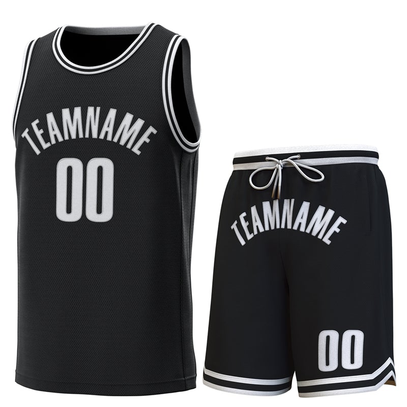 Custom Black White-BlackClassic Sets Basketball Jersey