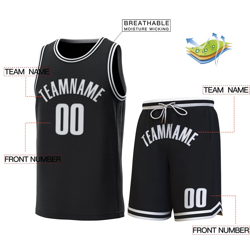 Custom Black White-BlackClassic Sets Basketball Jersey Limited