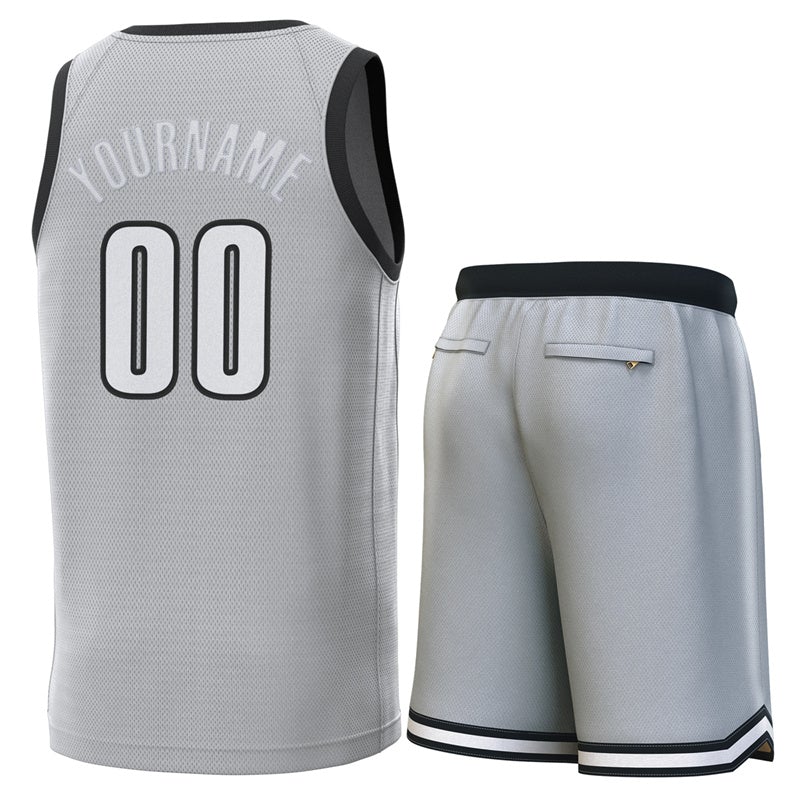 Custom Gray Black Classic Sets Basketball Jersey Limited