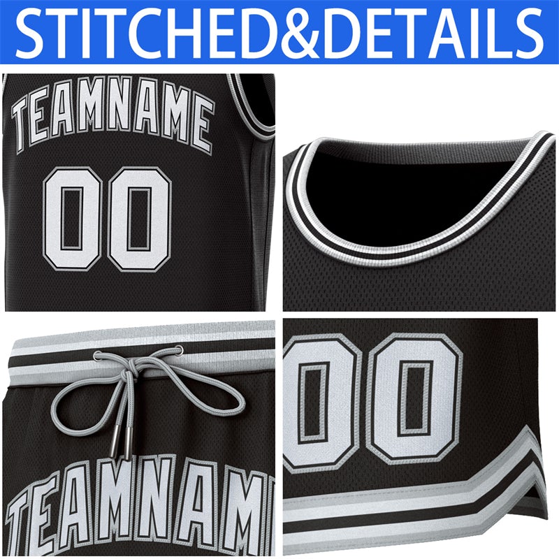 Custom Black Gray-Black Classic Sets Basketball Jersey Limited