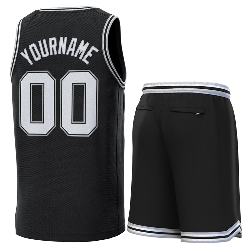 Custom Black Gray-Black Classic Sets Basketball Jersey Limited