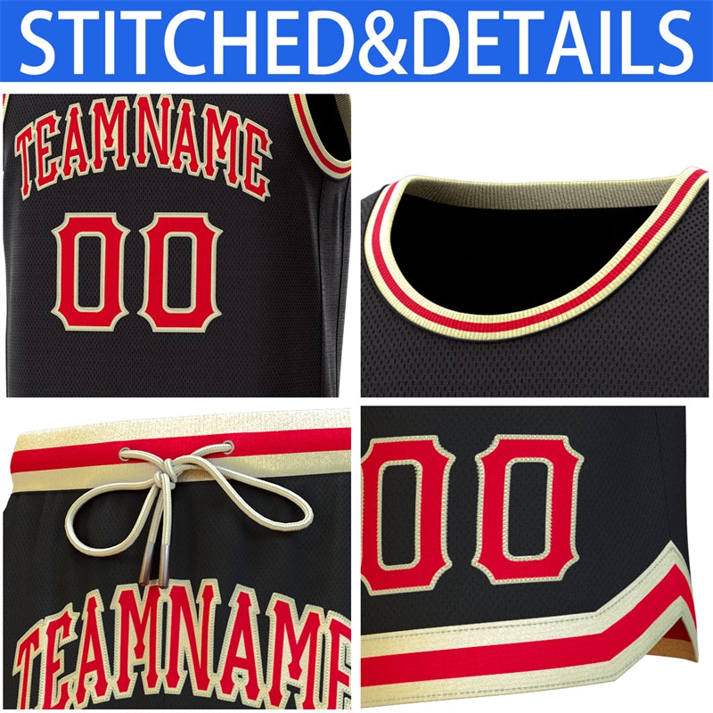 Custom Black Red Classic Sets Authentic Basketball Jersey Limited