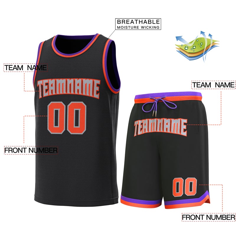 Custom Black Purple-Orange Classic Sets Basketball Jersey Limited