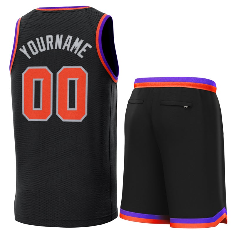 Custom Black Purple-Orange Classic Sets Basketball Jersey Limited