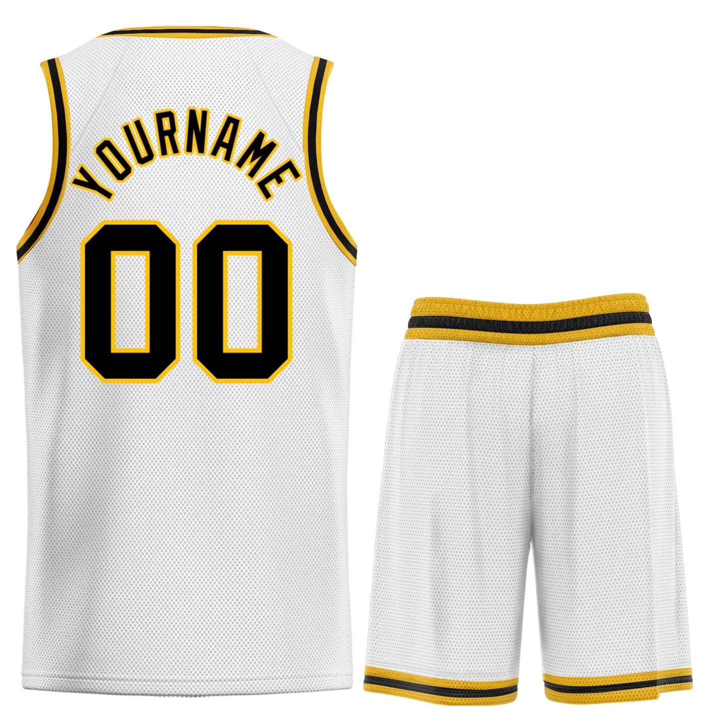 Custom White Black-Yellow Classic Sets Curved Basketball Jersey Limited