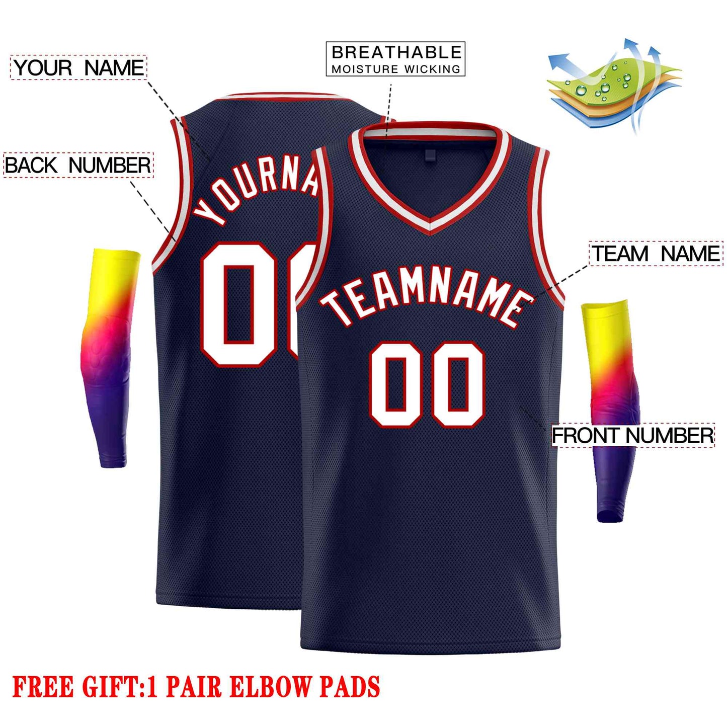 Custom Navy Red-White Classic Tops Men Casual Basketball Jersey Limited